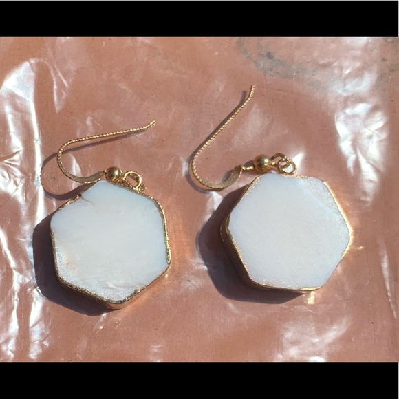 New Solid Abalone Shell Hanging Earrings - Picture 2 of 5